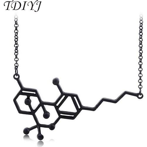 TDIYJ Women Jewelry Black Dopamine Chemical Molecular Structure Pendant Necklaces for Women Girl Lovers Romantic Gifts 1Pcs