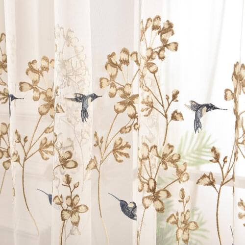 Bird Embroidered Tulle Curtains for Bedroom Room Chinese Elegant Swallow Lace Wave Bottom Balcony Window Tenda Drapes zh316D