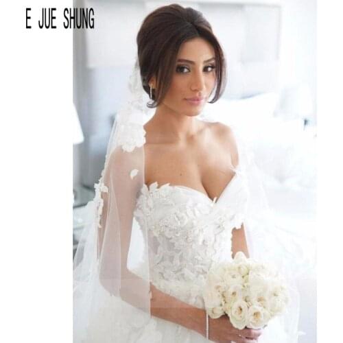 E JUE SHUNG Bride Dresses A Line Wedding Dresses Sweetheart Zipper Back Beaded Lace Appliques Wedding Gowns vestidos de novia