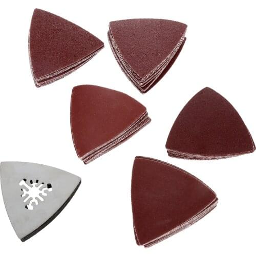 100pcs Finger Sanding Sheets +Sanding Pads Oscillating Paper 60-240# Grit Triangular Mats For Multi-function Power Dremel Tools