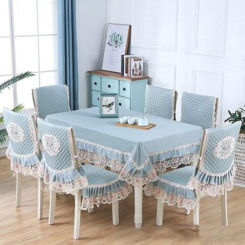2/8/9/13 PCS Tablecloth Chair Cushion Set Delicate Table Cloth for Wedding Dinning Table Cover Home Decor Rectangle Tablecloth W