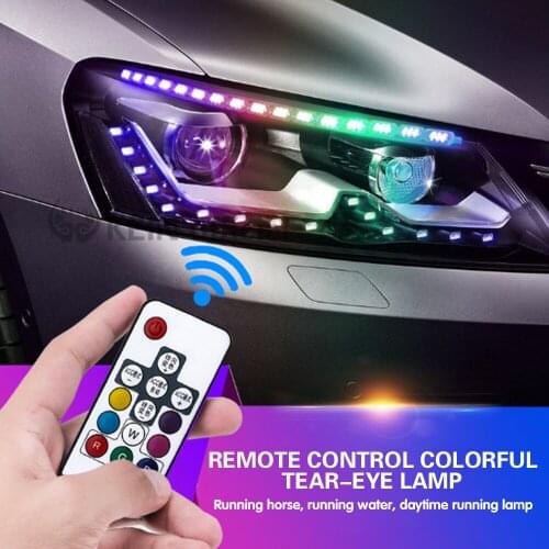 KEIN 2PCS DRL led daytime running light RGB colorful Lights Guide Bar Turn Signal Lights yellow Car Signal Led lights Auto Lamp