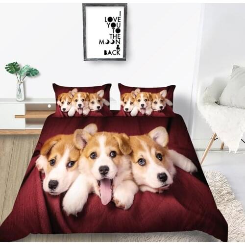 3D Corgi Bedding Set Puppy Cute Fashion High End Duvet Cover Puppy King Queen Twin Full Single Double Unique Design Bed Set