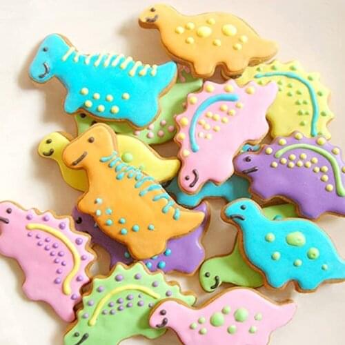 3D Stainless Steel Jurassic Dinosaur Mould Elements Cookie Cutters Metal Mold Baking Tools Fondant Cutter Printing for Kids 4Pcs