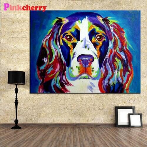 5D diamond painting springer spaniel Full Diamond mosaic cross stitch art animal colorful dog 3D paint by diamonds