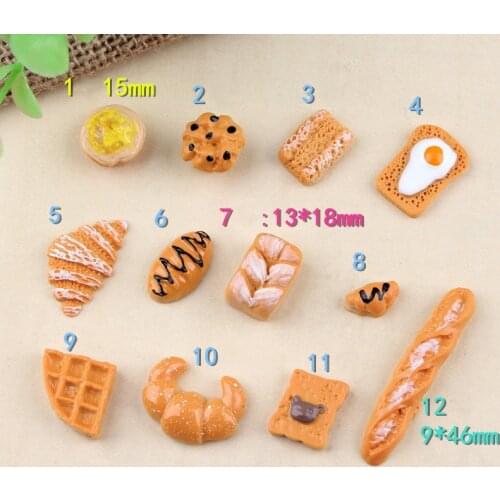 8pcs Mini Kawaii Mixed Resin Food Charms Necklace Breakfast Bread Cake Pendant For DIY Decoration Keychain Charms