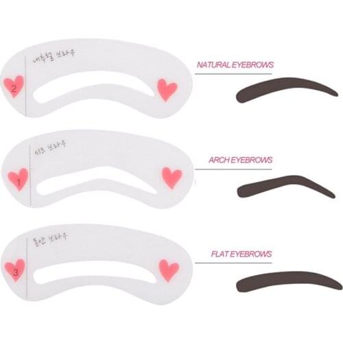 3 Styles Pro Reusable Eyebrow Stencil Set Eyebrow DIY Drawing Guide Styling Shaping Grooming Template Card Makeup Beauty Kit