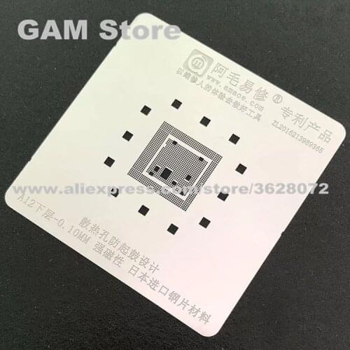 A12 CPU BGA Stencil For iPhone XS/XS MAX Bottom Layer IC Reballing Pins Tin Plant Net Solder Heating Template Anti Drum-up 0.1mm