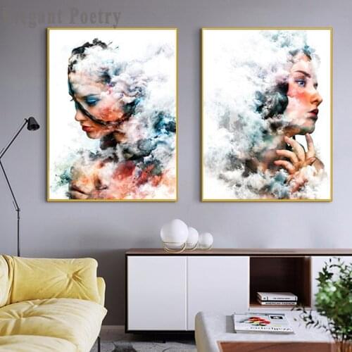 Abstract Color Fashion Girl Canvas Art Posters Prints Scandinavian Painting Wall Picture for Living Room Modern Home Decoration