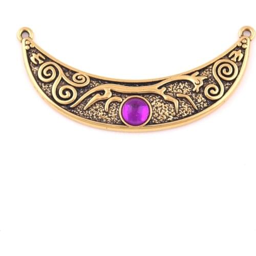 Antique Gold Chalk Horse of Uffington Charrm Viking Nordic Moonstone Horse Goddess Religious Talisman Jewelry Pendant