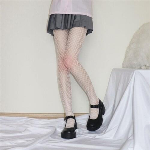 Girls White Tights New Summer Nylon Fishnet Mesh Pantyhose Japanese Style Girl Friend Transparent Hosiery Sexy Womens Underwear