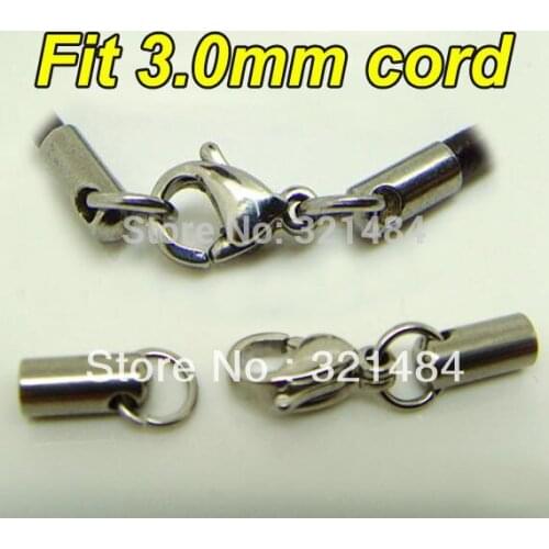 Free Ship! 100set Stainless steel Fit 3mm Leather Cord Clasp Cord Buckle Leathercraft DIY Jewelry Findings Accessories