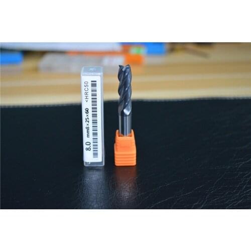 FREE SHIPPING 8mm 8*8*25*60-4F - 4 Flute Square Coated milling (HRC50)
