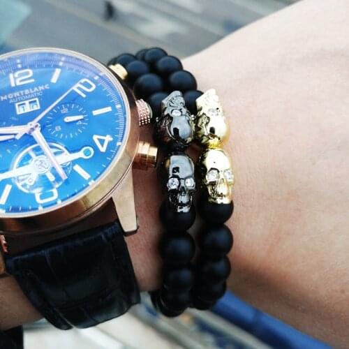 Natural stone skull beaded bracelet handmade bracelets for women pulseras men bileklik mens beads accesorios hombre brazalete