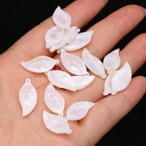 6Pcs Natural Freshwater Shell Pendant Leaf-Shaped Mother Of Pearl Beads For Jewelry Making DIY Necklace Earrings Accessory