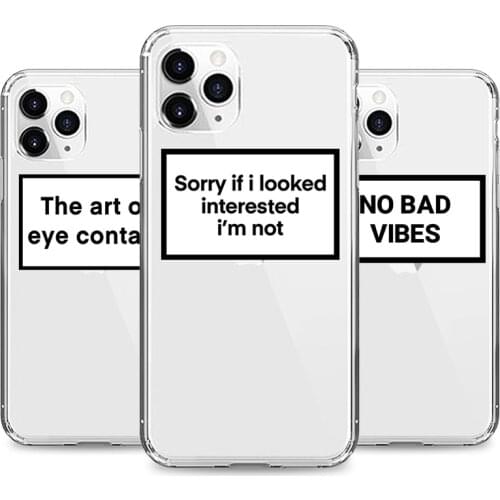 Funny Letters Phone Case for IPhone 6s 7 8 11 12 Plus Pro Mini X XS MAX XR SE Cases Soft Silicone Fitted TPU Accessories Covers