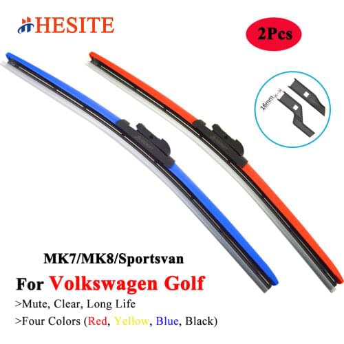 A Pair Colorful Windscreen Wiper Blades For VW Golf Vehicle From 1992 To 2020 Natrual Rubber Making Clean Sight For Safe Driving