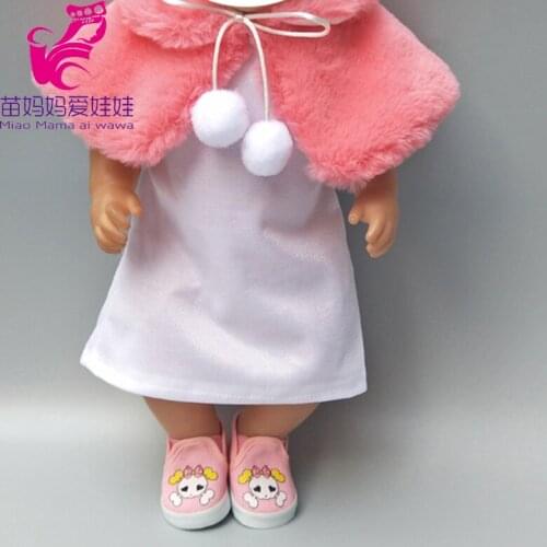 For 43cm Baby Doll Evening Dress Fur Shawl Set for 18 Inch Girl Doll Outfits Children Play Gitt