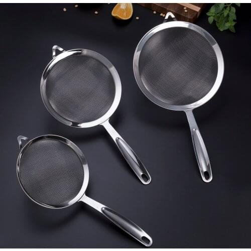 Filter Colander 30Mesh Double Layer 201 Stainless Steel Baking Tool Oil Filter Spoon Sieve Flour Cocoa Washable Strainer Sifter