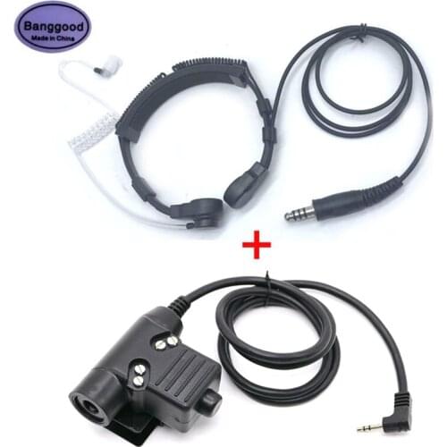 Air Tube Throat Vibration Mic Headset + Z Tactical U-94/A U94 PTT 2.5mm 1 pin Plug for Motorola T5200 T6200 T6200C T7200 Radio