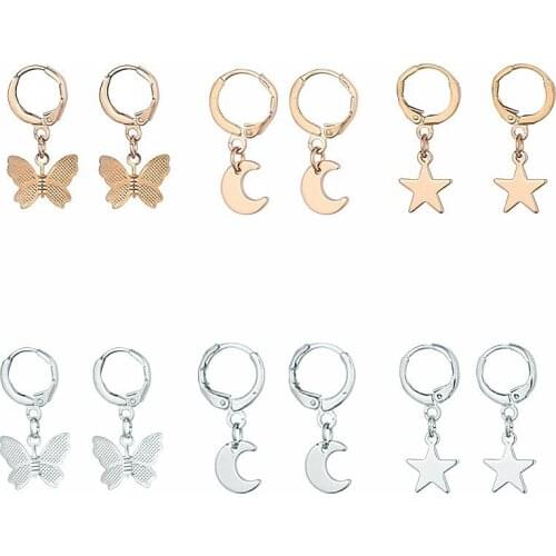 Exquisite Creative Butterfly Star Square Drop Earrings For Women Trendy Minimalist Gold Color Wedding Jewelry Girl Accessories