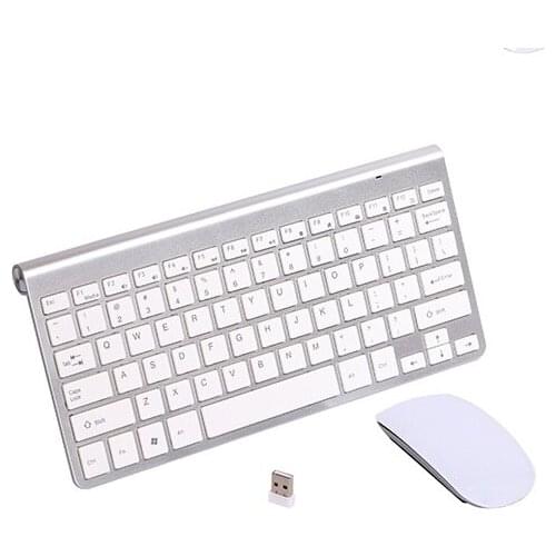 2.4G Ultra-Thin Chocolate Key Wireless Keyboard Mouse Combos for Apple Style Mac Pc WindowsXP/7/8/10 Tv Box Russian sticker