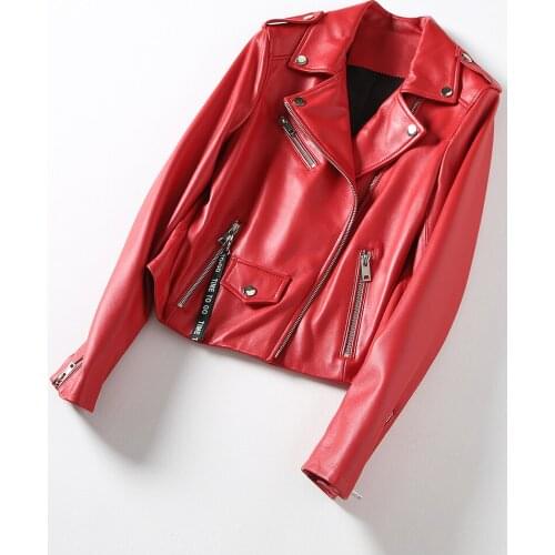 Leather Genuine Jacket Women Motorcyle Natural Sheepskin Coat Female Short Autumn Real Leather Womens Jackets CJX1809A 's s