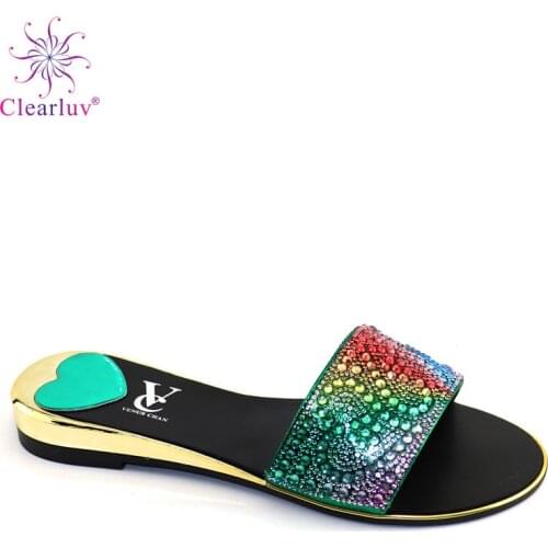 Green Color New Fashion Muture Summer Women Party Shoes For Party African Style Low Heel Sandals