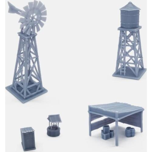 Outland Models Western Country Accessory Set Windmill, Water Tower, Shed...1:220 Z Scale Railway Scenery
