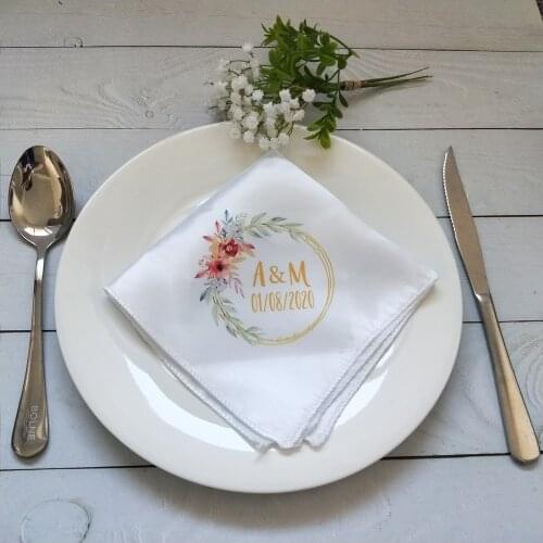 Personalized Wedding Satin Napkins 30x30CM Custom Handkerchief Dinner Napkins for Wedding Banquet Napkin Party Decoration-10Pcs