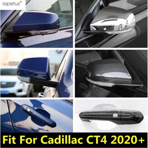 Lapetus Side Door Handle Grab / Rearview Mirror Cover Trim ABS Chrome / Carbon Fiber Look Exterior For Cadillac CT4 2020 2021