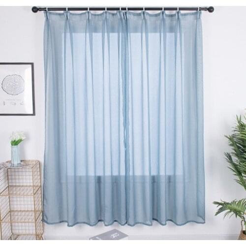 Sheer Curtain Window Tulle for Living Room Bedroom the Kitchen Solid Finished Blue / White Window Treatments Home Decorations