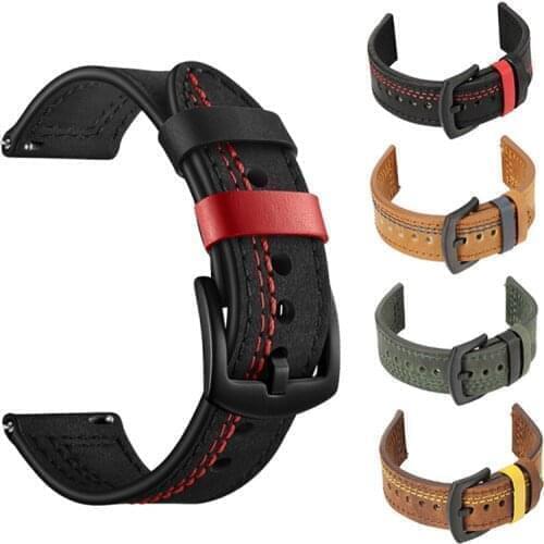 22mm Leather Straps Watchband Wristband For Samsung Gear S3/For Huawei Watch GT GT2 /Amazfit GTR 47mm Smart Wriststrap