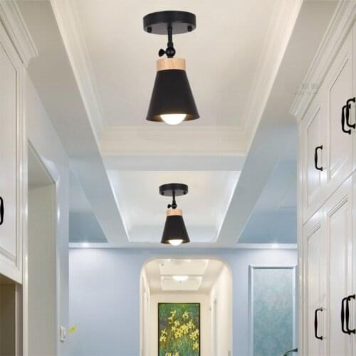 Nordic Flush Mount Ceiling Light Wood Iron Kitchen Lights Ceiling Hanging Lamps Loft Living Room Modern Led E27 Lighting Fixture
