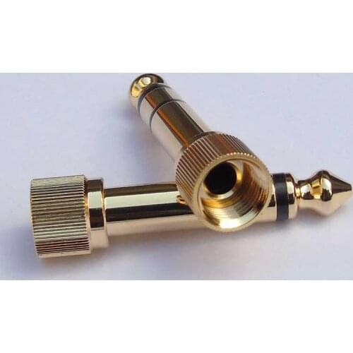 High quality 2pcs/lot 1/8" 3.5mm female to 1/4' 6.35 stereo Audio Adapter with screw thread real gold plating