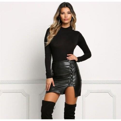 Vogue Womens Bandage pu Leather Skirt High Waist Hip Short Skirt Plus Size 6-20