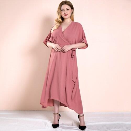 Xl-4xl Summer WomenS Dress 2021 Pink Dress Long Vintage Maxi Party Beach Women Dresses Light Prom Large Plus Size Curv