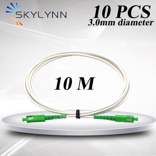 100% Test 10 PCS 10 Meter Length SC/APC SM G657A2 SX Core 3.0mm Fiber Optic Patch Cord With Milky White LSZH Jacket