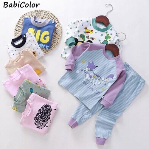 BabiColor Boys Girls Pajamas Autumn Winter Long sleeve Children Clothing Sleepwear Cotton Pyjamas Sets For Kids 0 2 4 6 Years
