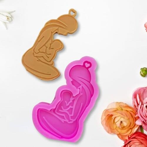 DIY Glossy Breastfeeding Mother Keychain Silicone Mould Crafts Polymer Jewelry Necklace Making Tool Epoxy Resin Mold