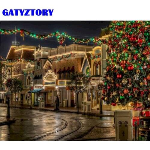 GATYZTORY City Night Street Scenery Picture By Numbers Kits For Adult Beginner HandPainted Framed Oil Paint On Canvas Wall Photo