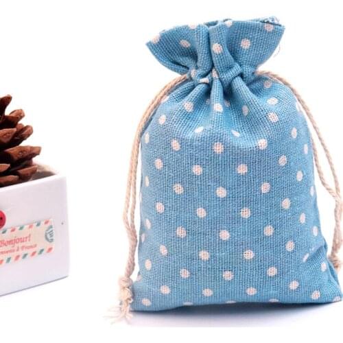 10pcs/lot Dots Design Cotton Bags 10x14cm Wedding Party Favor Drawstring Gift Bag Pouches Candy Nuts Jewelry Packaging Bags
