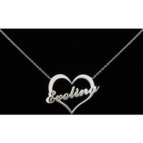 Custom Jewelry Personalized Font Pendant Necklace Stainless Steel Gold Chain Heart Customizable Name Women Bridesmaids Gift