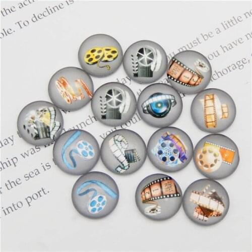 Julie Wang 8-30mm Glass Cabochons Mixed Vintage Movie Film Patterns Fat Back Round Demo Jewelry Making Accessory