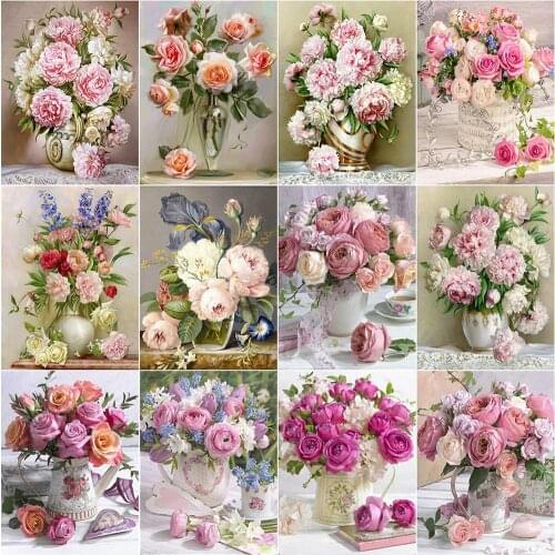 Full Round Diamond Painting Flower 5D DIY Diamond Embroidery Peony Rhinestone Picture Cross Stitch Rose Full Square Home Decor
