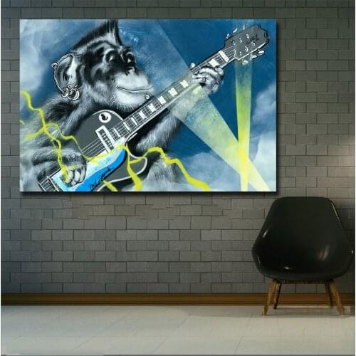 Large size Printing Oil Painting Great Graffiti chimp rock wall art canvas print pictures for living room and bedroom No Frame