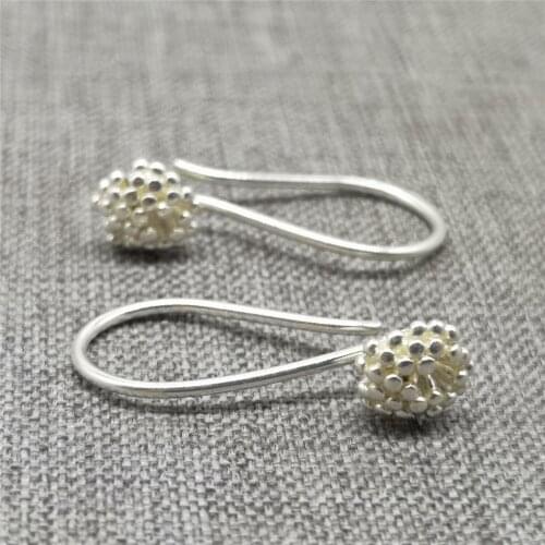 2 Pieces of 925 Sterling Silver Shiny Flower Earring Ear Wire Hooks