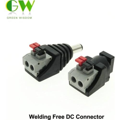 DC Connector for LED Strip Design Clip Spring Connector 5.5*2.1mm Male Female DC Connector Adapter, 5pcs/lot