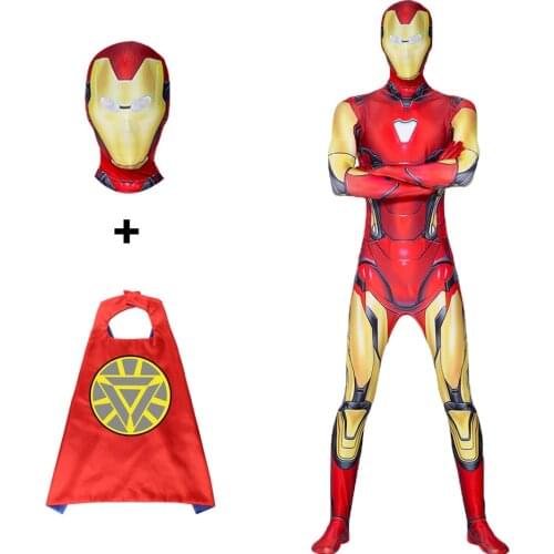 Halloween Anime Iron Warrior Costume Attached Mask Adult Children Superhero Cosplay Jumpsuit Holiday Kids Carnival Party