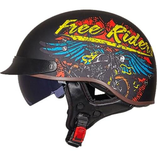 Red Yellow Retro Motorcycle Helmet Crash Moto Helmet Vintage Scooter Half Face Helmet Biker Riding Motorbike Helmet With Visor